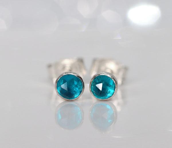 Neon Blue Apatite Stud Earrings