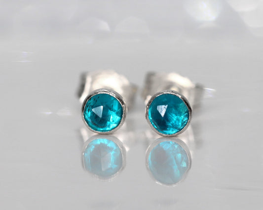 Neon Blue Apatite Stud Earrings