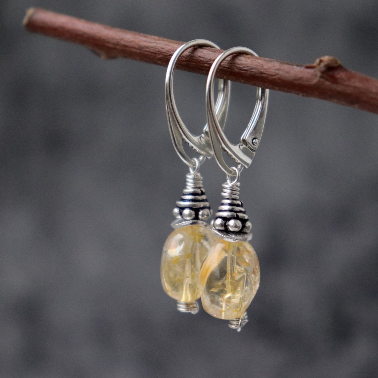 Citrine Lever Back Earrings