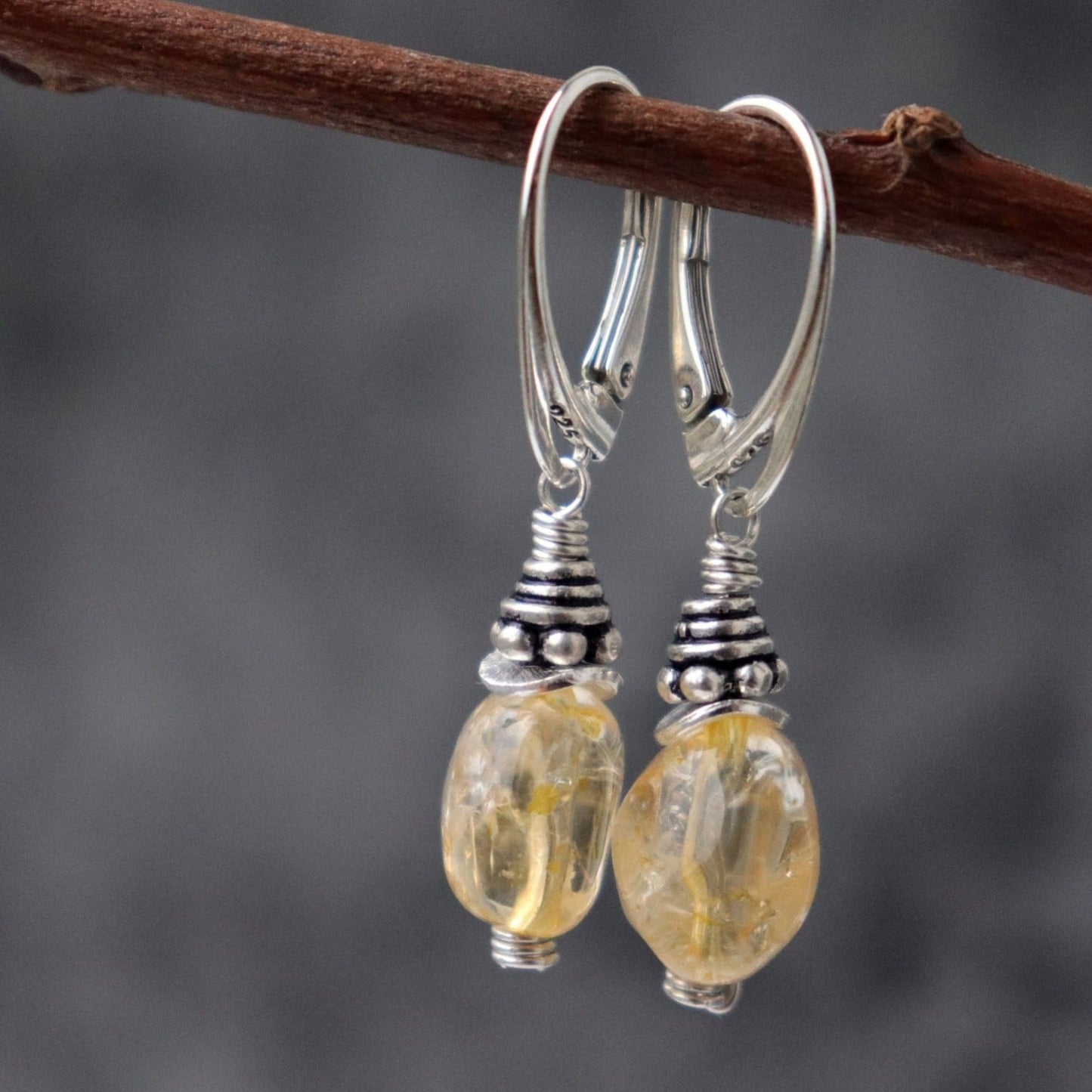 Citrine Lever Back Earrings