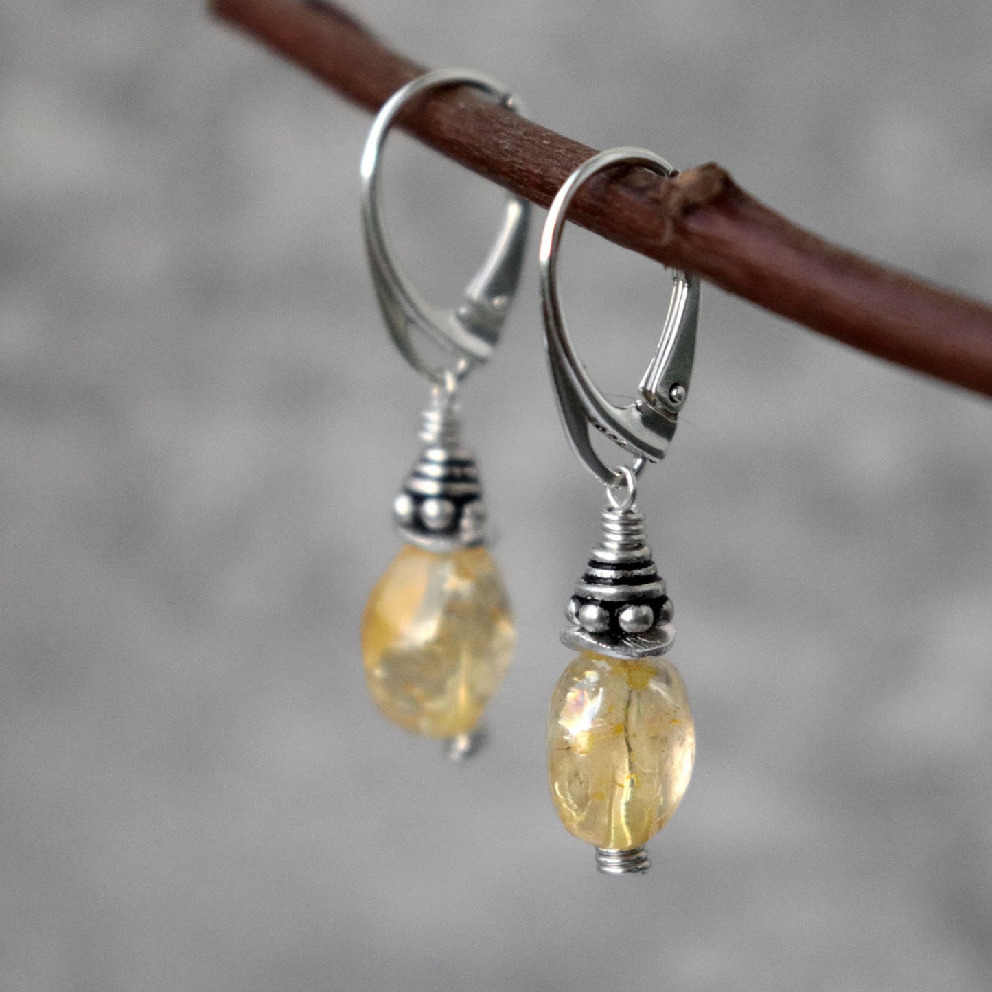 Citrine Lever Back Earrings