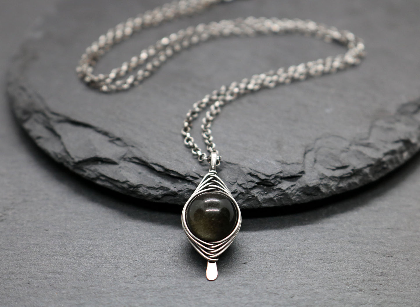 Golden Obsidian Herringbone Necklace