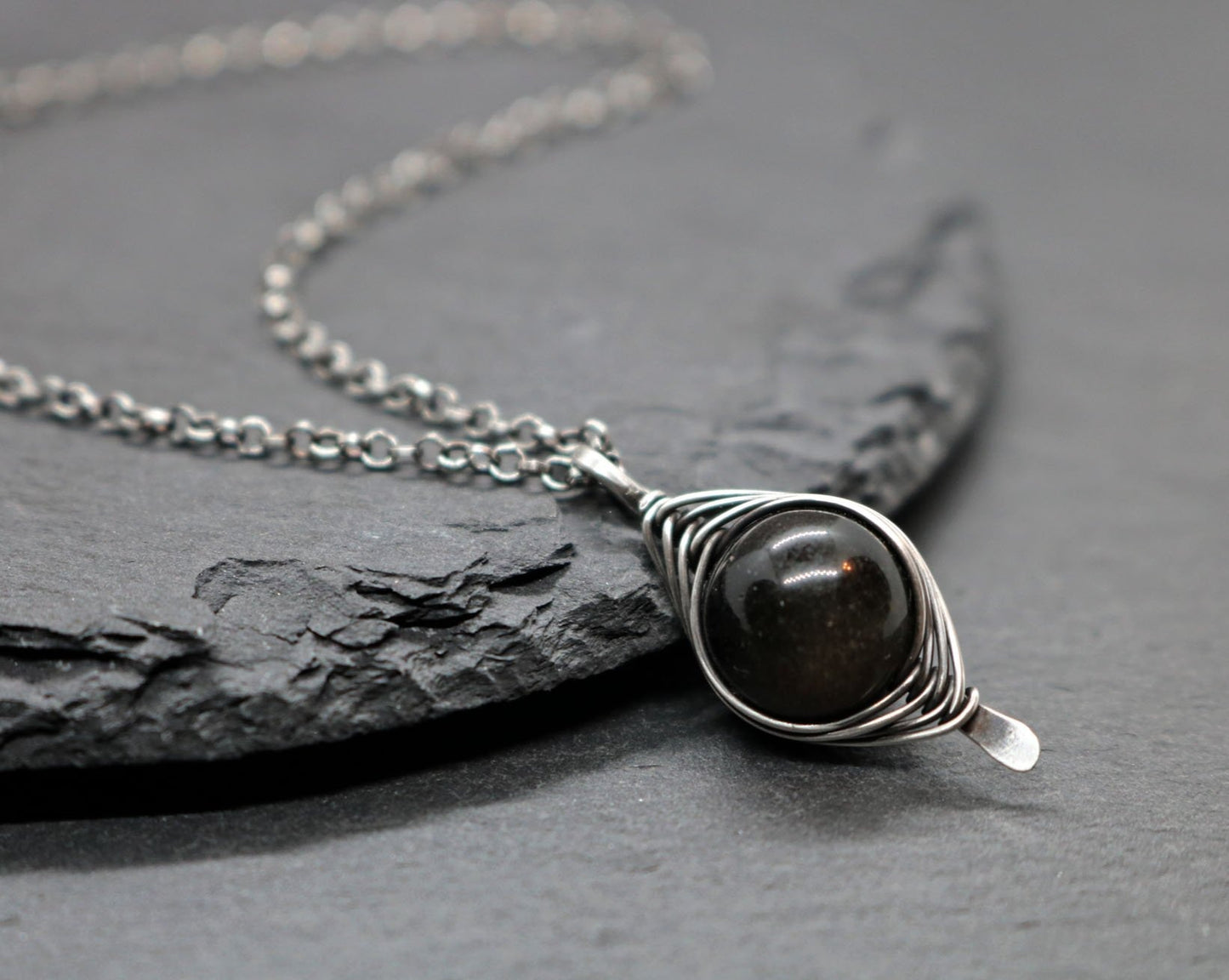 Golden Obsidian Herringbone Necklace