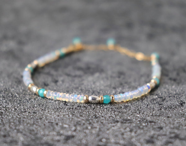 Ethiopian Opal and Amazonite Bracelet
