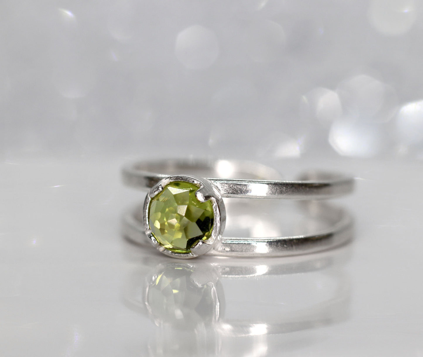 Peridot Double Band Ring