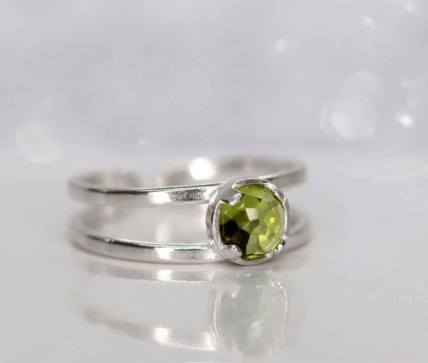 Peridot Double Band Ring