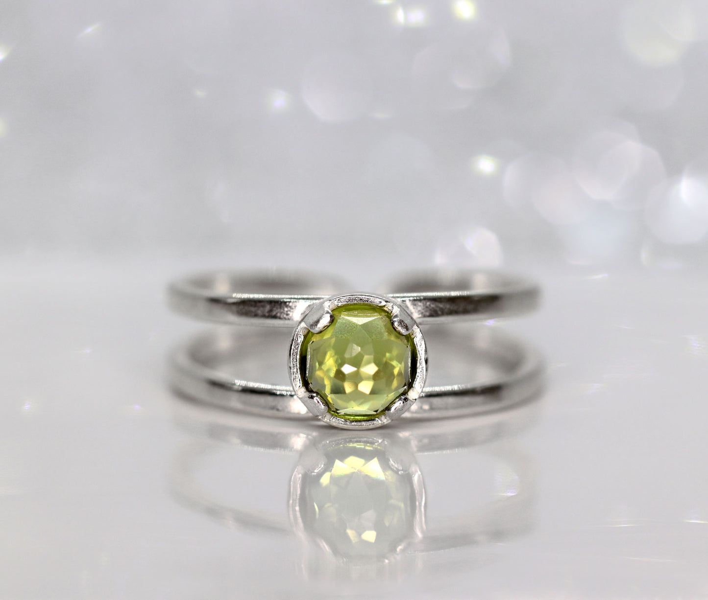 Peridot Double Band Ring