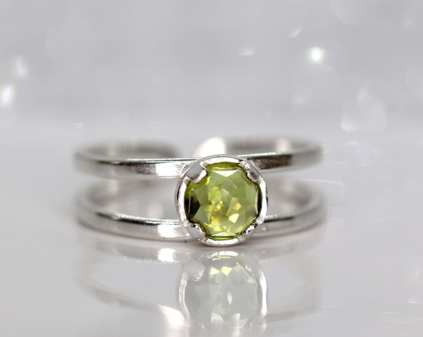 Peridot Double Band Ring