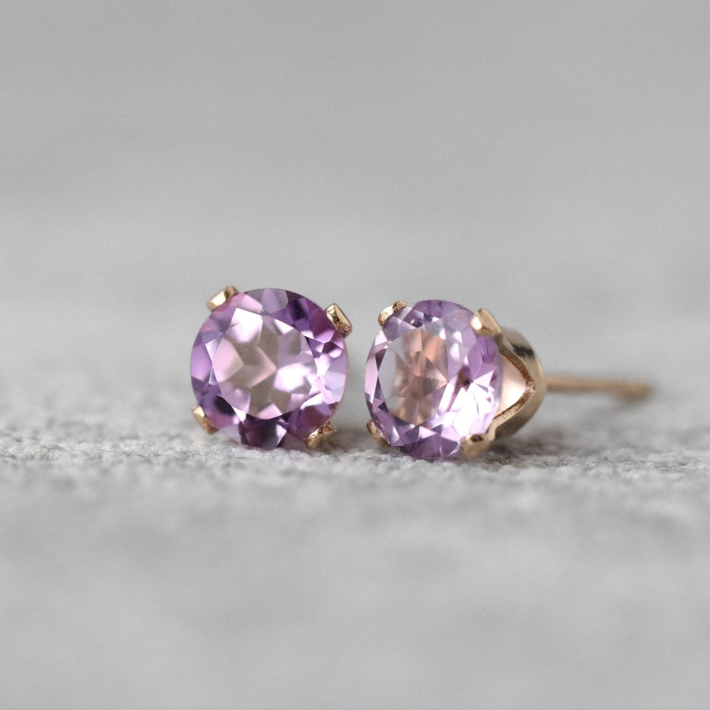 "Rose de France" Pink Amethyst Stud Earrings