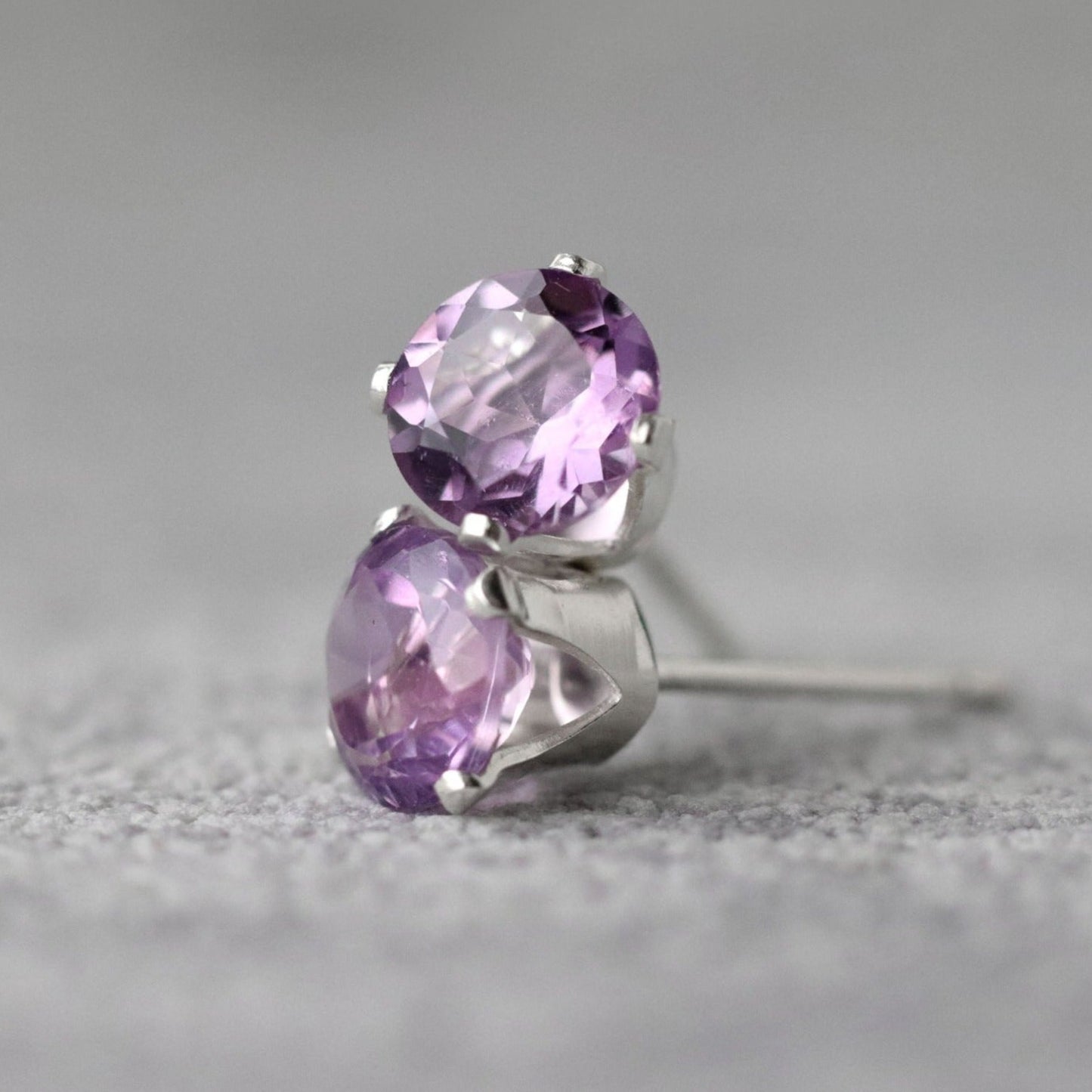 "Rose de France" Pink Amethyst Stud Earrings