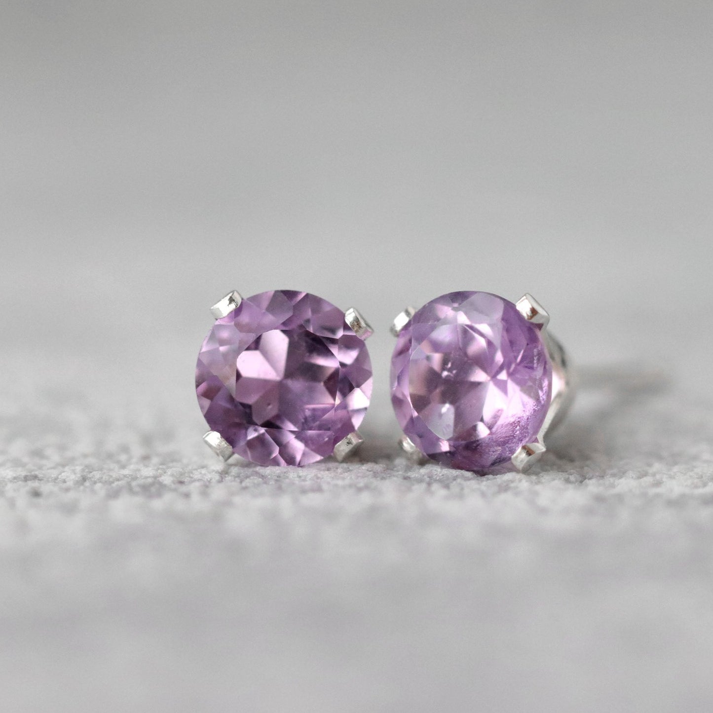 "Rose de France" Pink Amethyst Stud Earrings