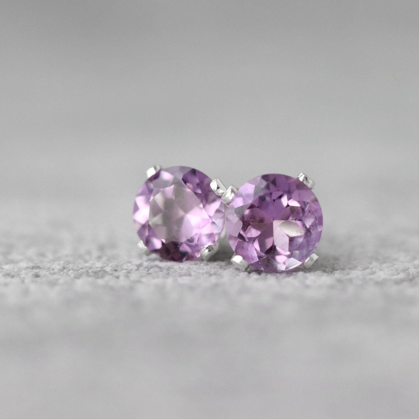 "Rose de France" Pink Amethyst Stud Earrings