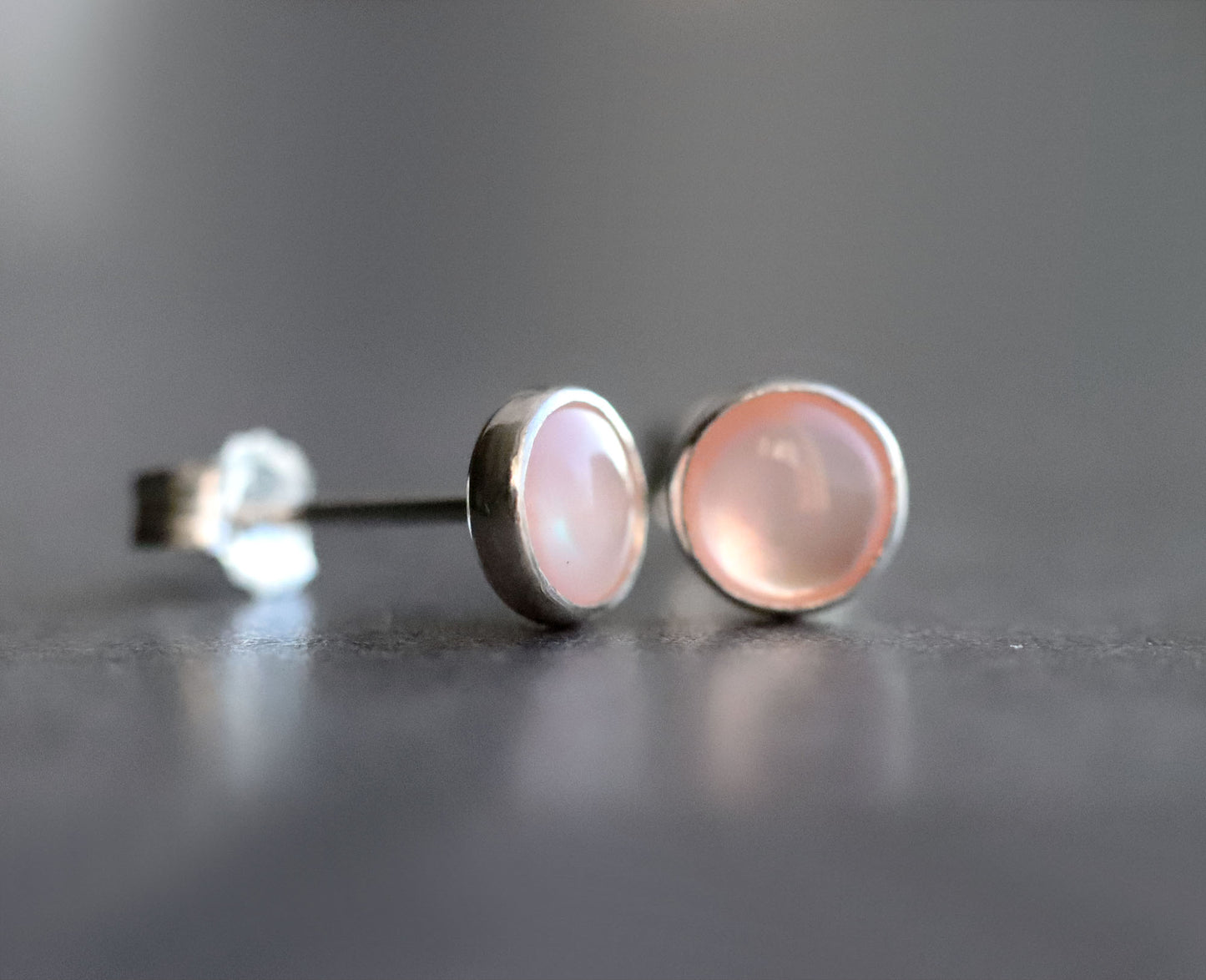 Mother Of Pearl Stud Earrings, Iridescent White, Black or Pink