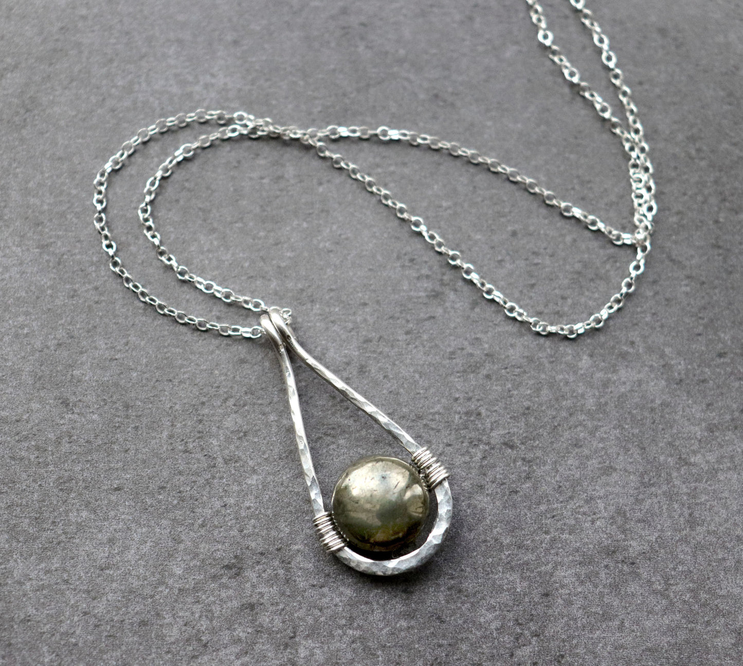 Pyrite Teardrop Pendant Necklace