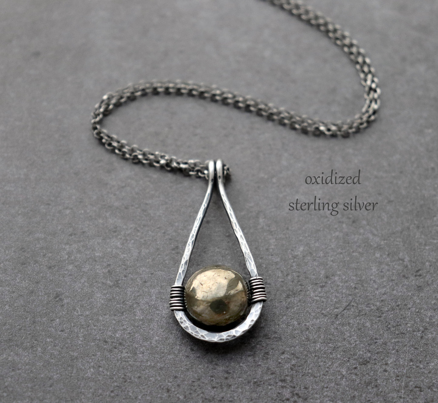 Pyrite Teardrop Pendant Necklace