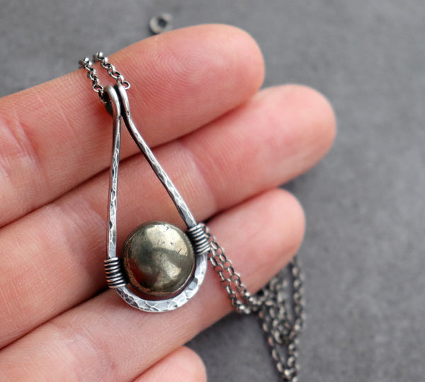 Pyrite Teardrop Pendant Necklace