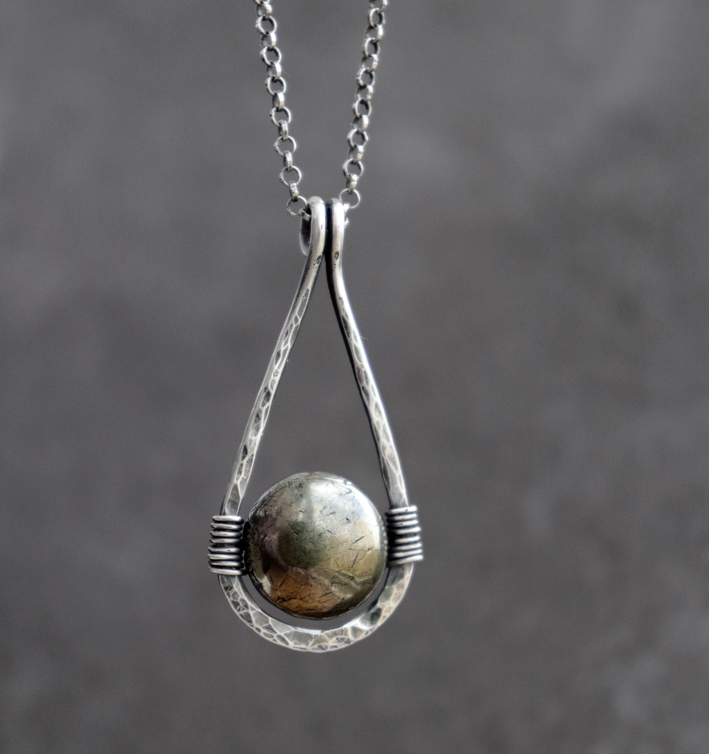 Pyrite Teardrop Pendant Necklace