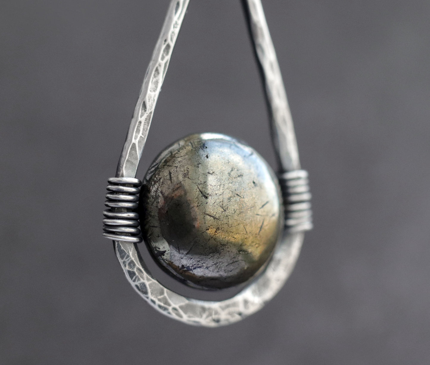 Pyrite Teardrop Pendant Necklace