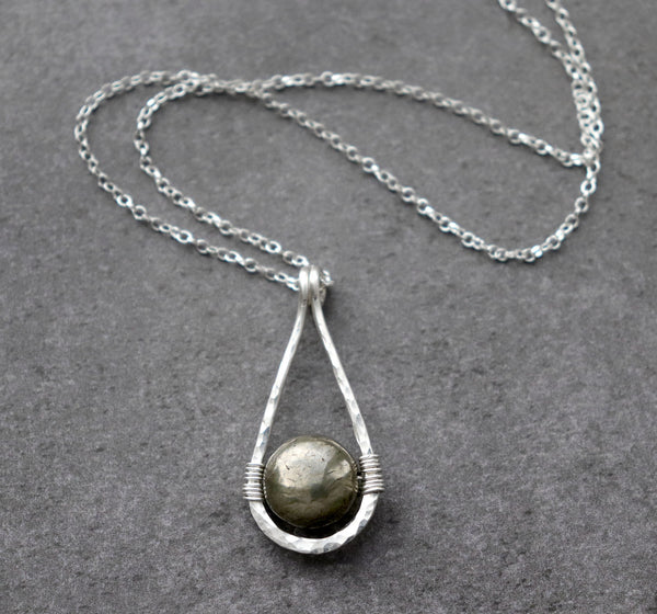 Pyrite Teardrop Pendant Necklace