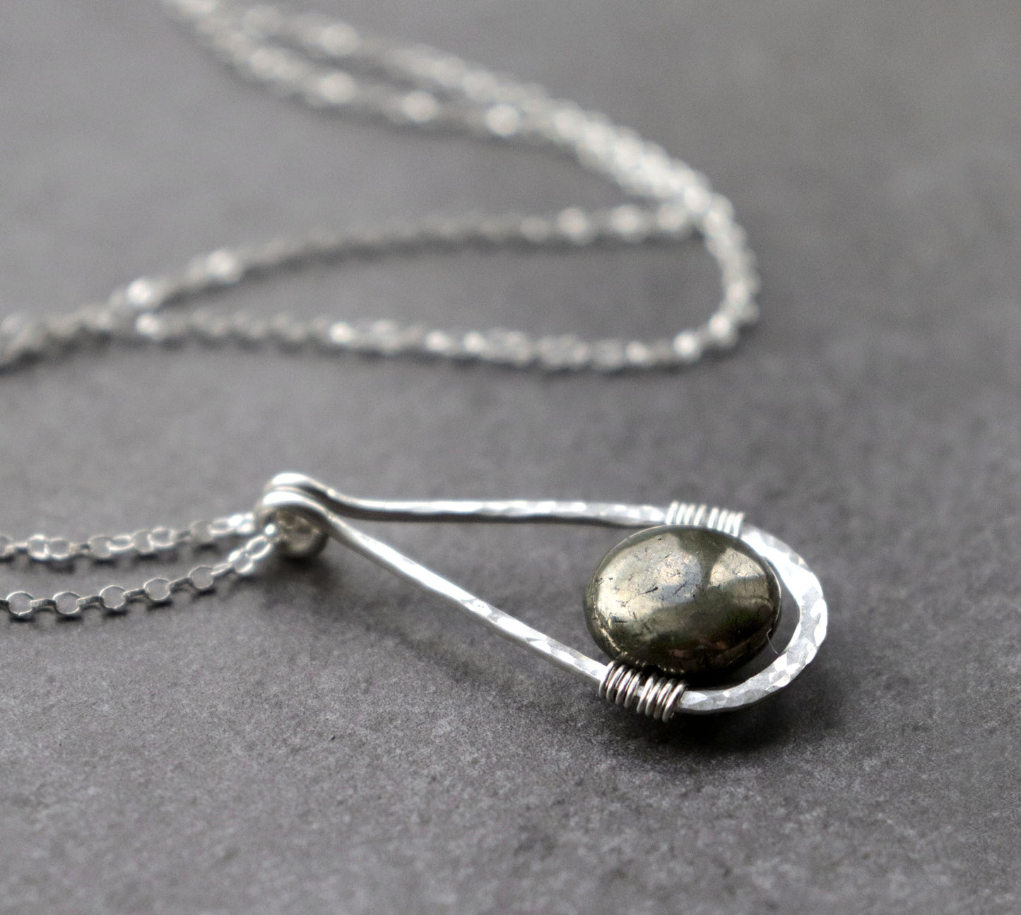 Pyrite Teardrop Pendant Necklace