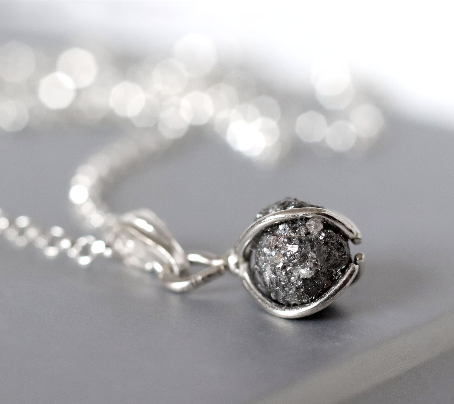 Raw Grey Diamond Pendant