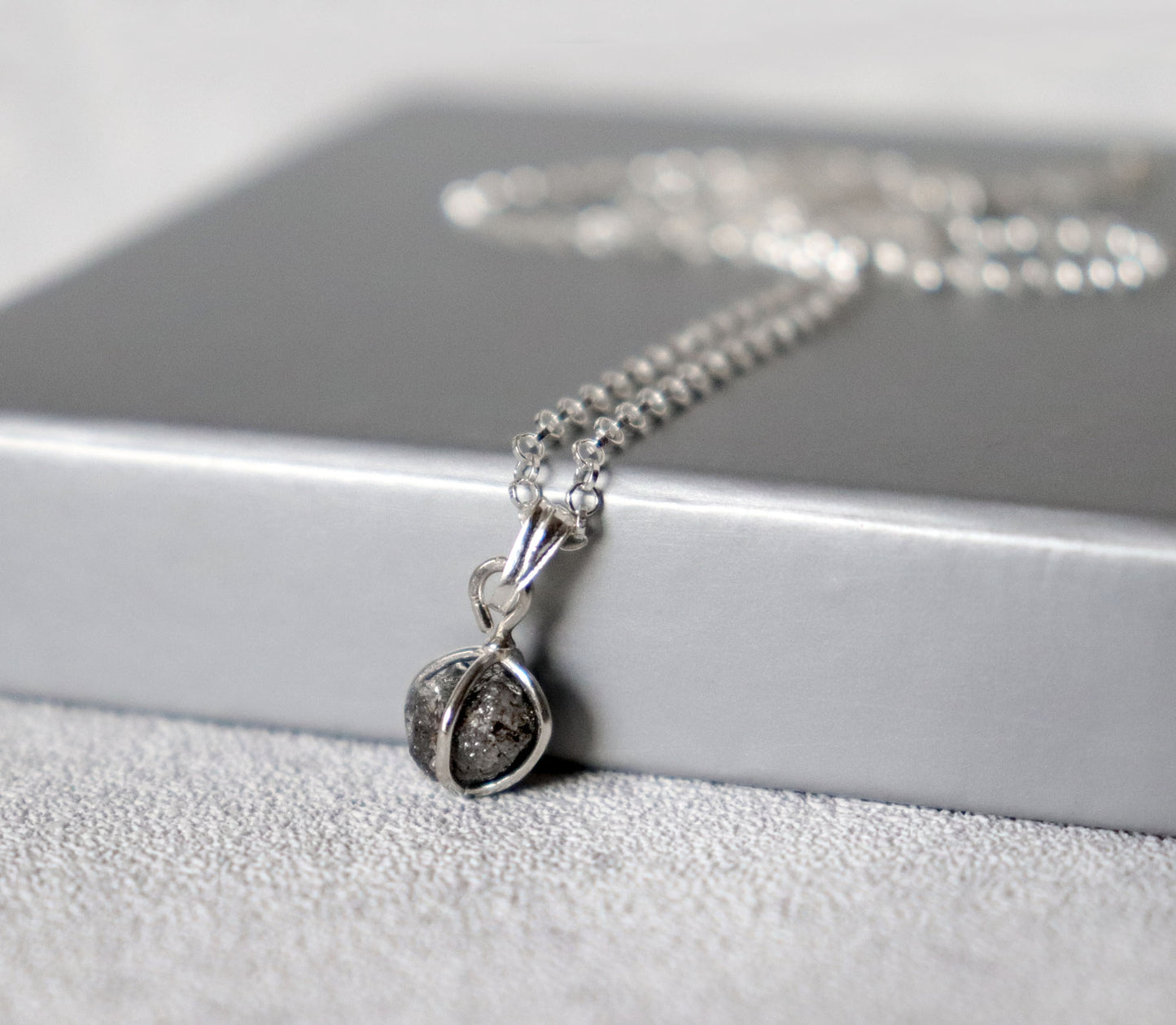 Raw Grey Diamond Pendant