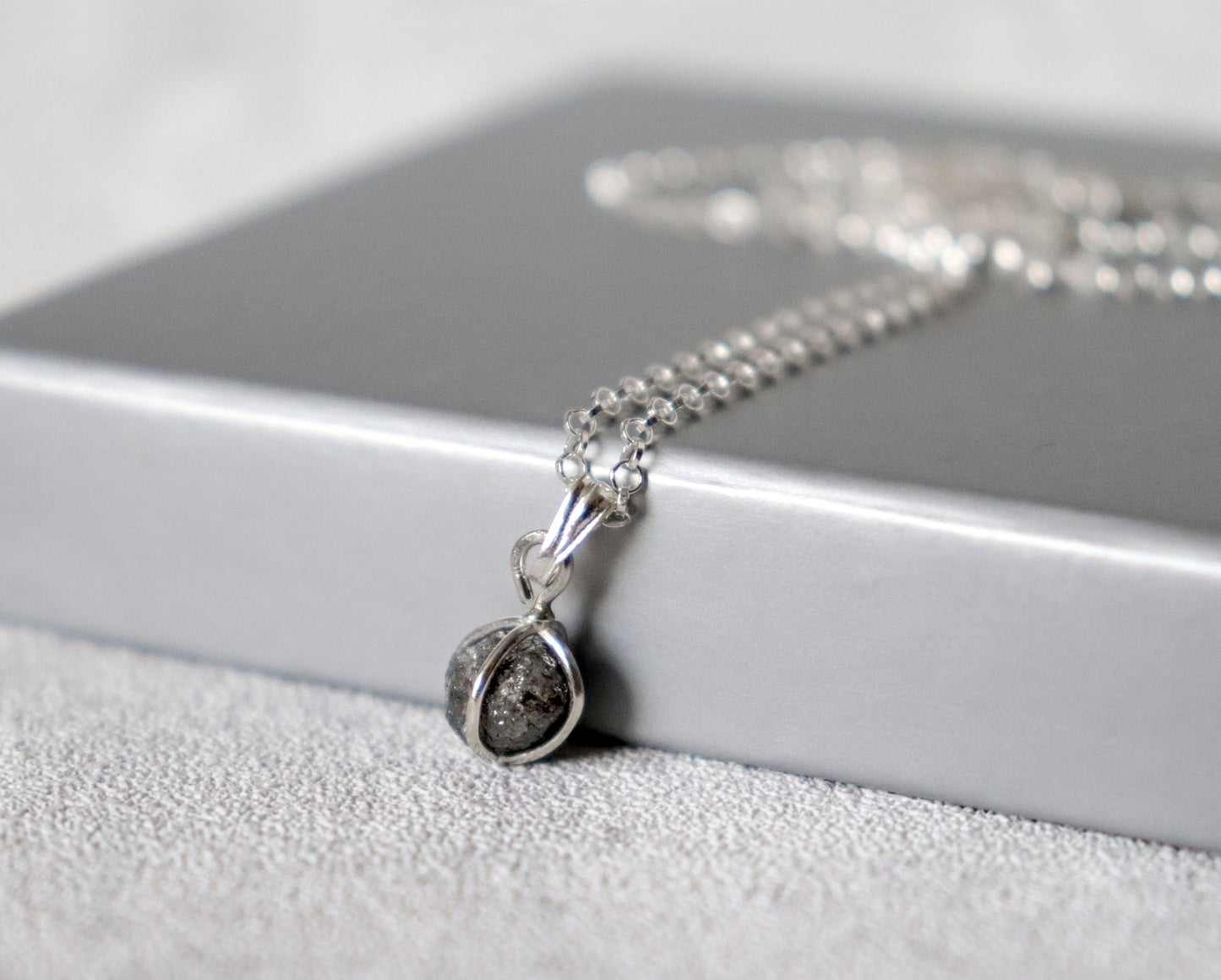 Raw Grey Diamond Pendant