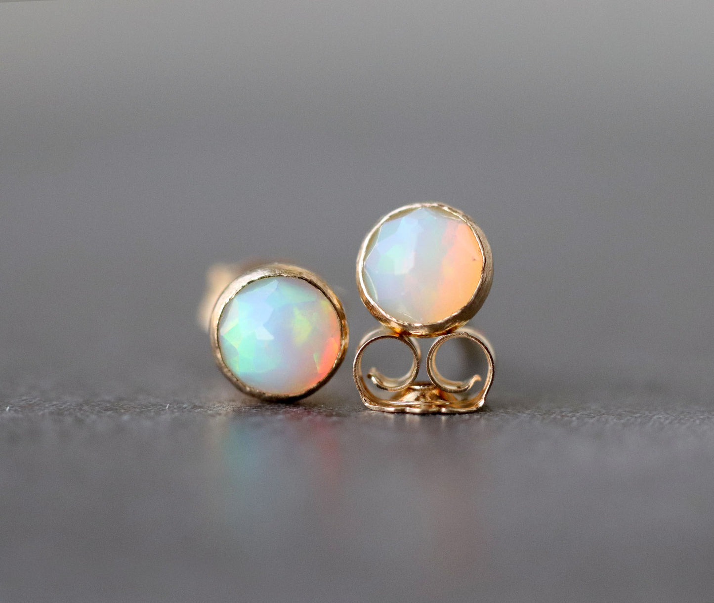 White Ethiopian Opal Stud Earrings