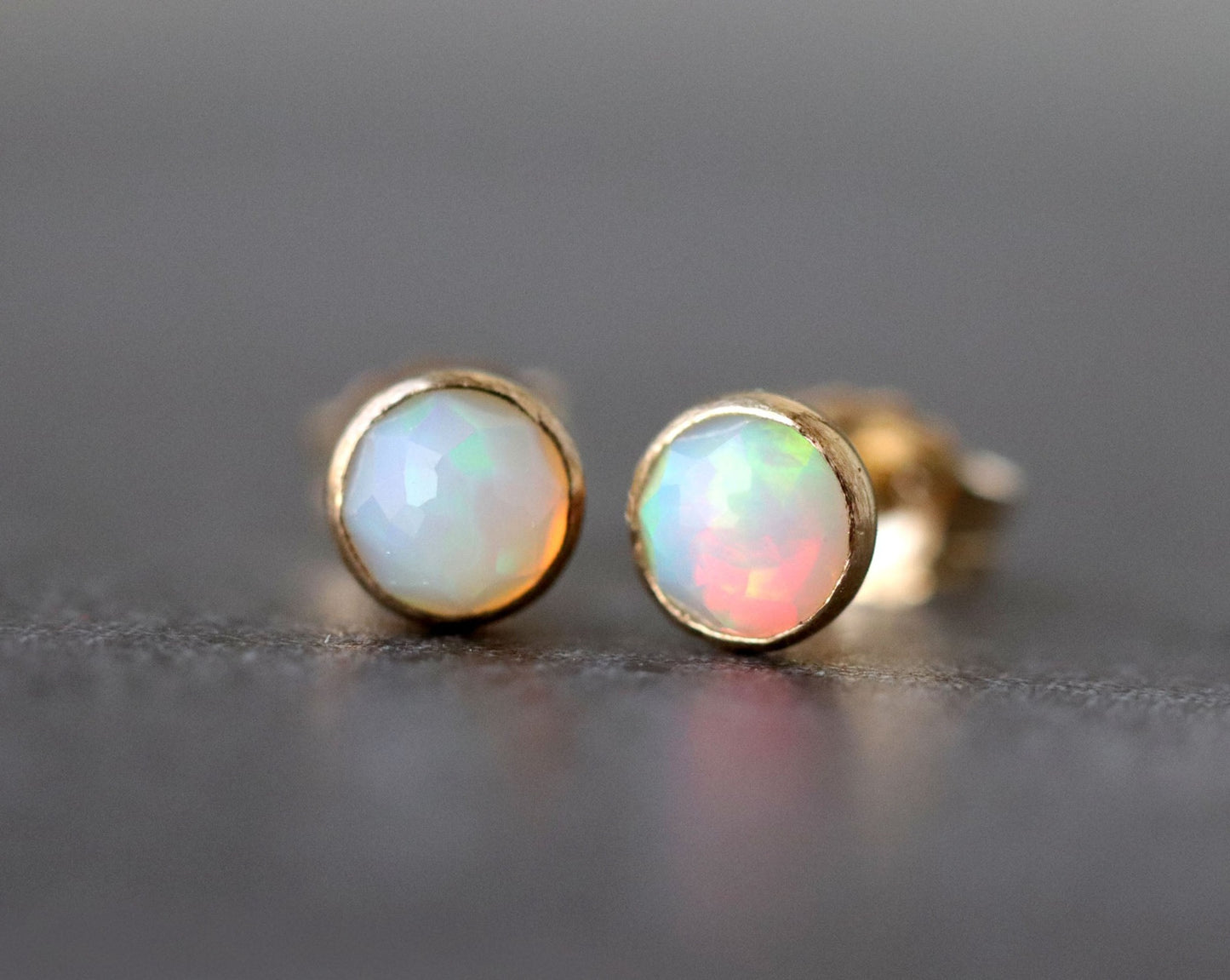 White Ethiopian Opal Stud Earrings