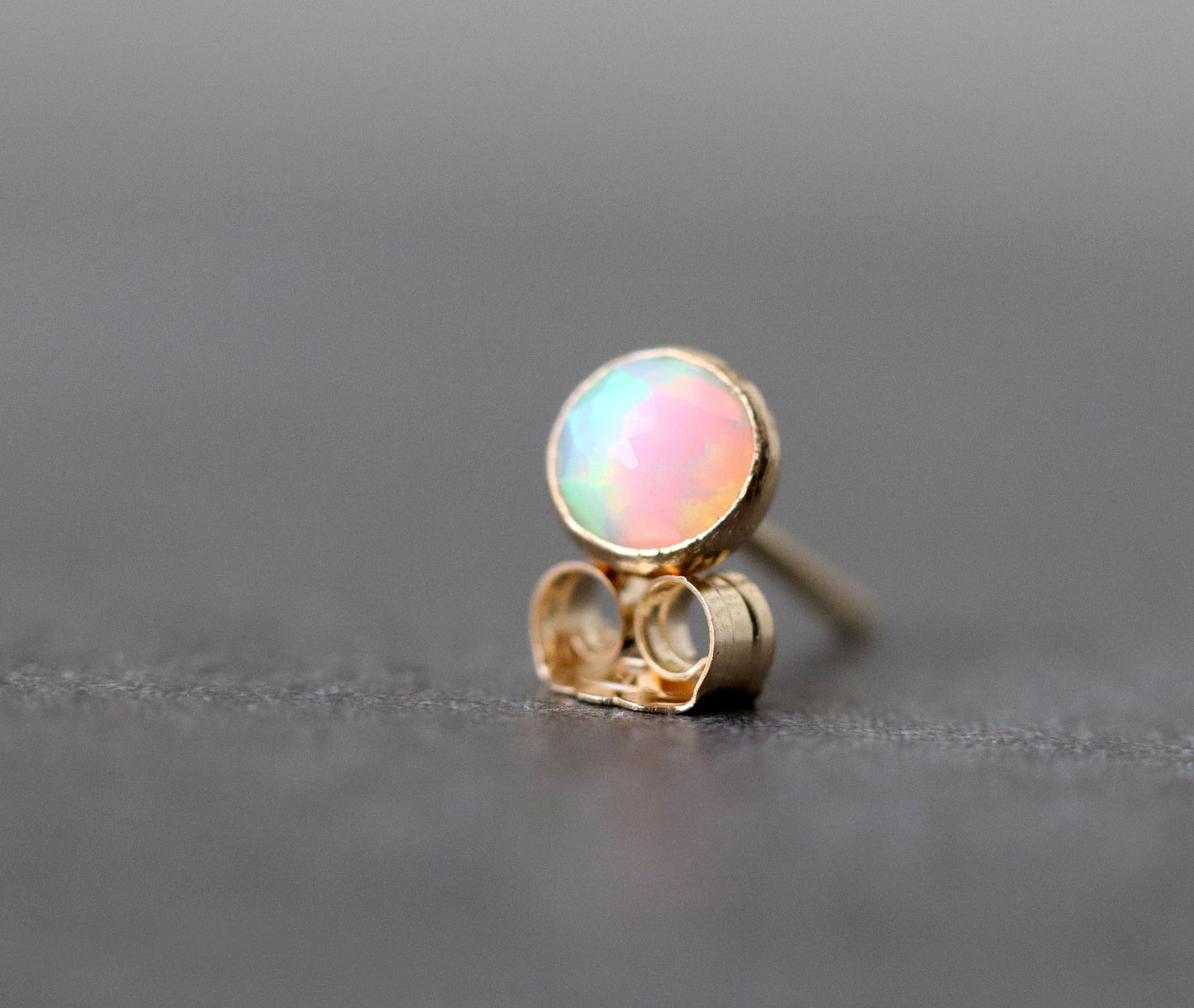 White Ethiopian Opal Stud Earrings