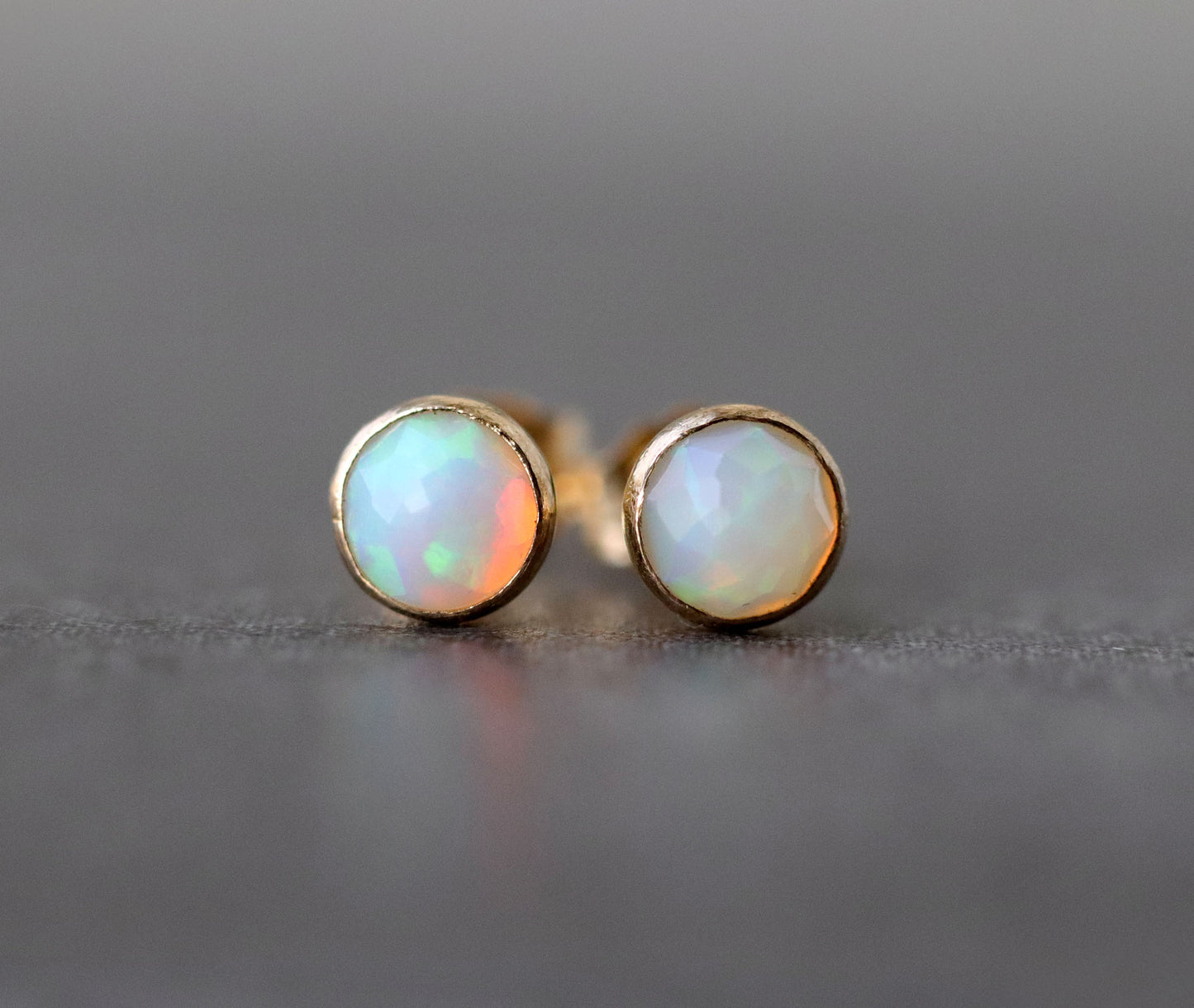 White Ethiopian Opal Stud Earrings