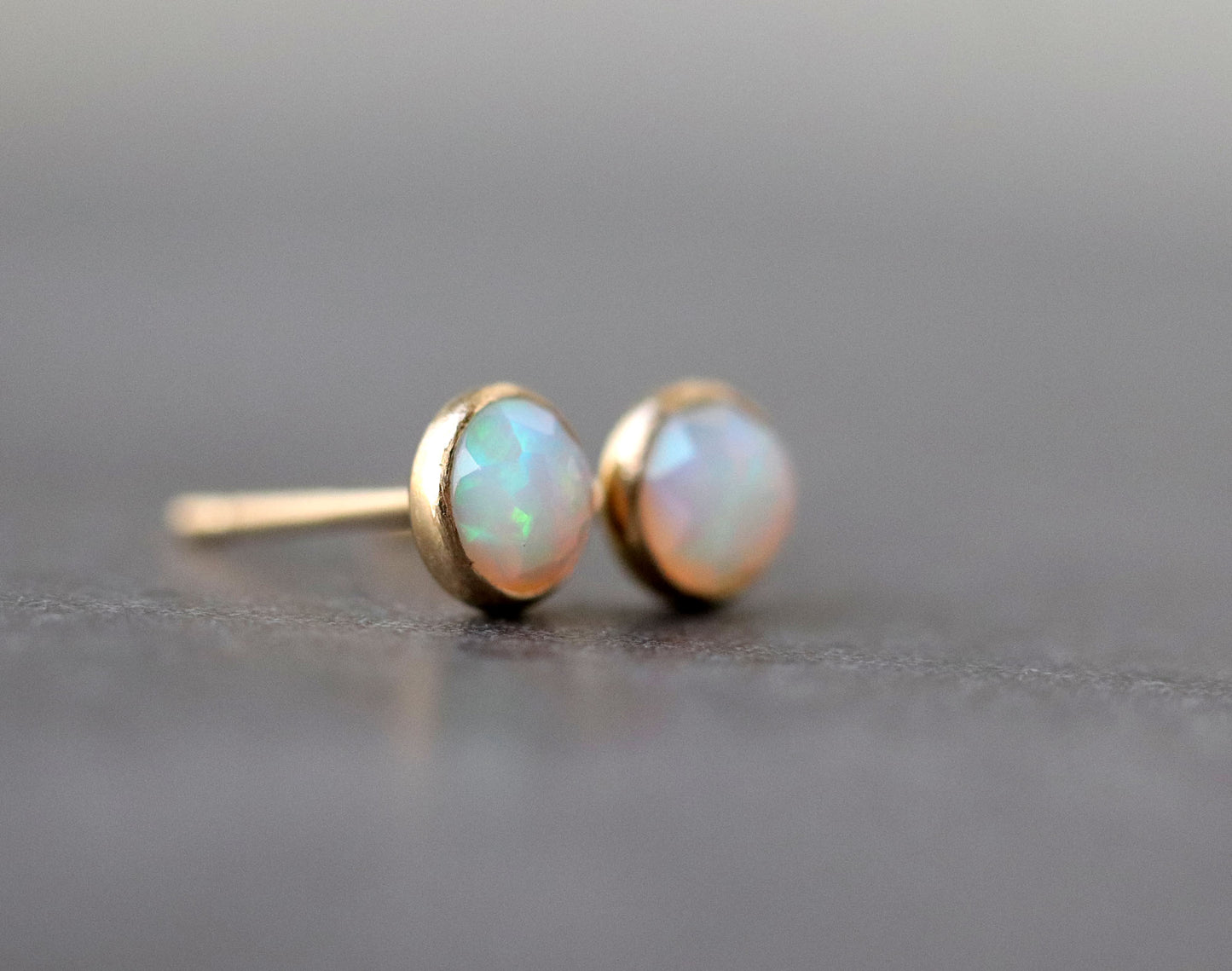 White Ethiopian Opal Stud Earrings