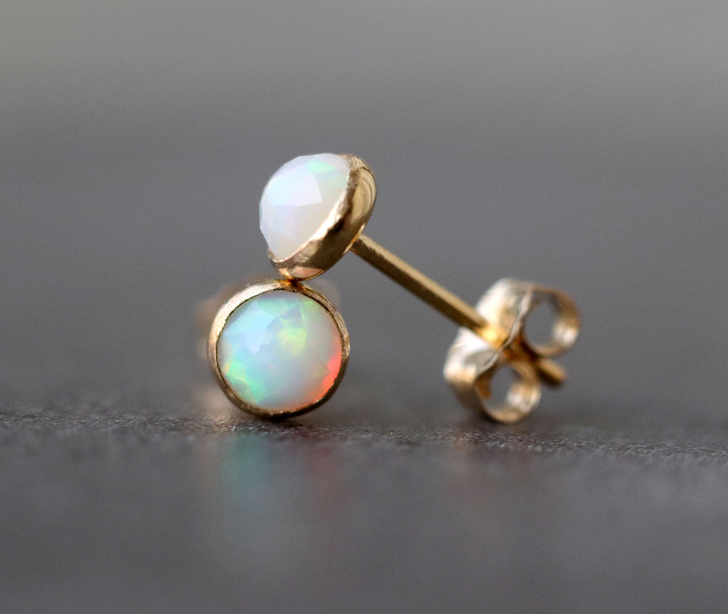 White Ethiopian Opal Stud Earrings