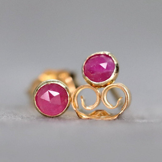 Tiny Ruby Stud Earrings