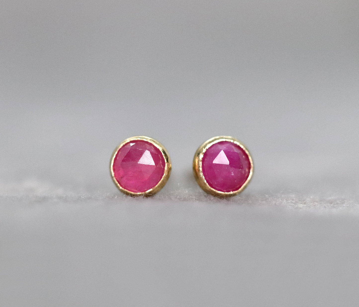 Tiny Ruby Stud Earrings