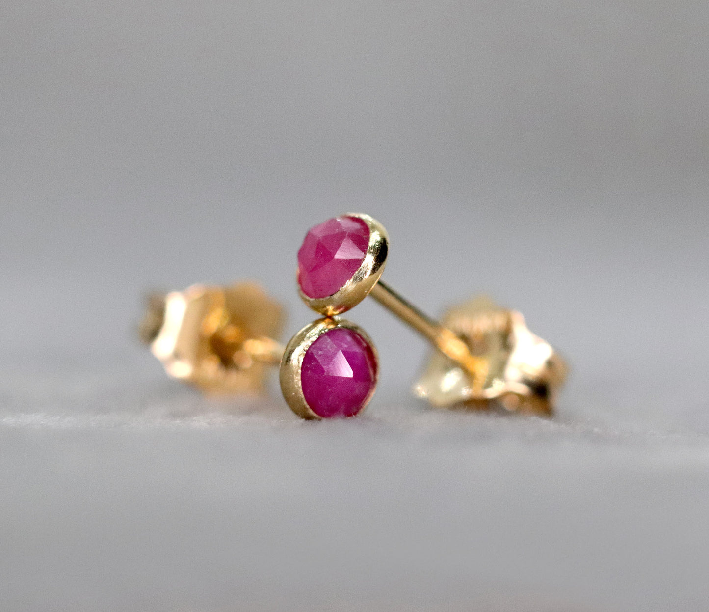 Tiny Ruby Stud Earrings