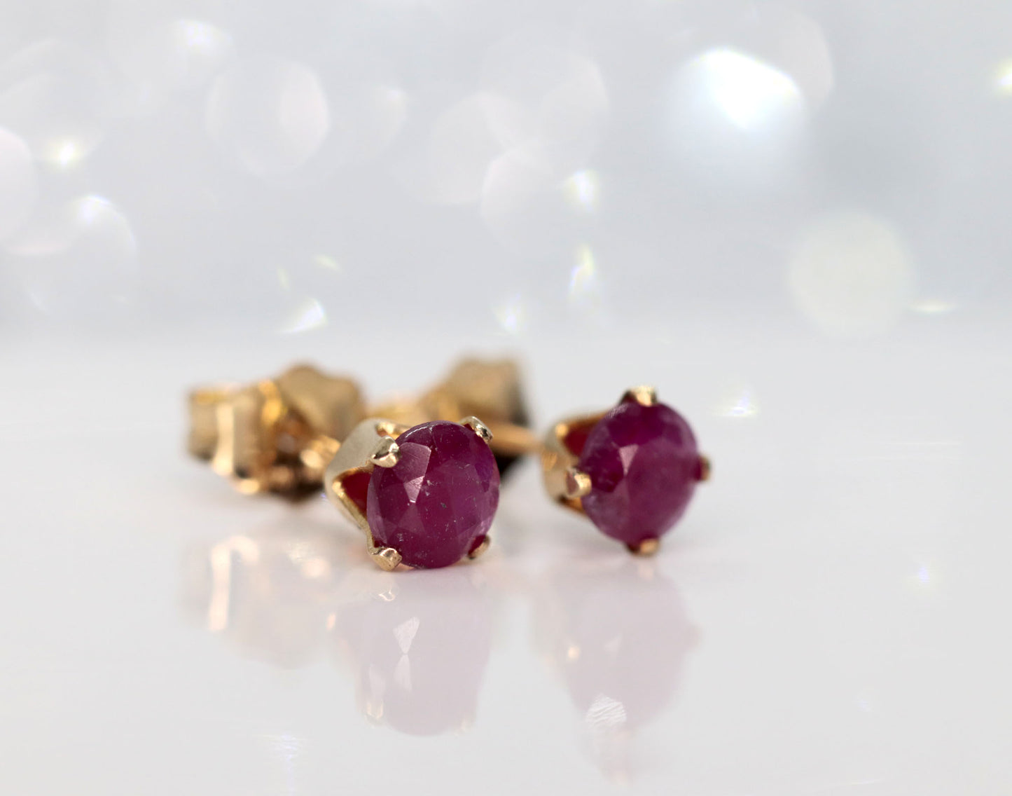 Natural Ruby Stud Earrings, July Birthstone