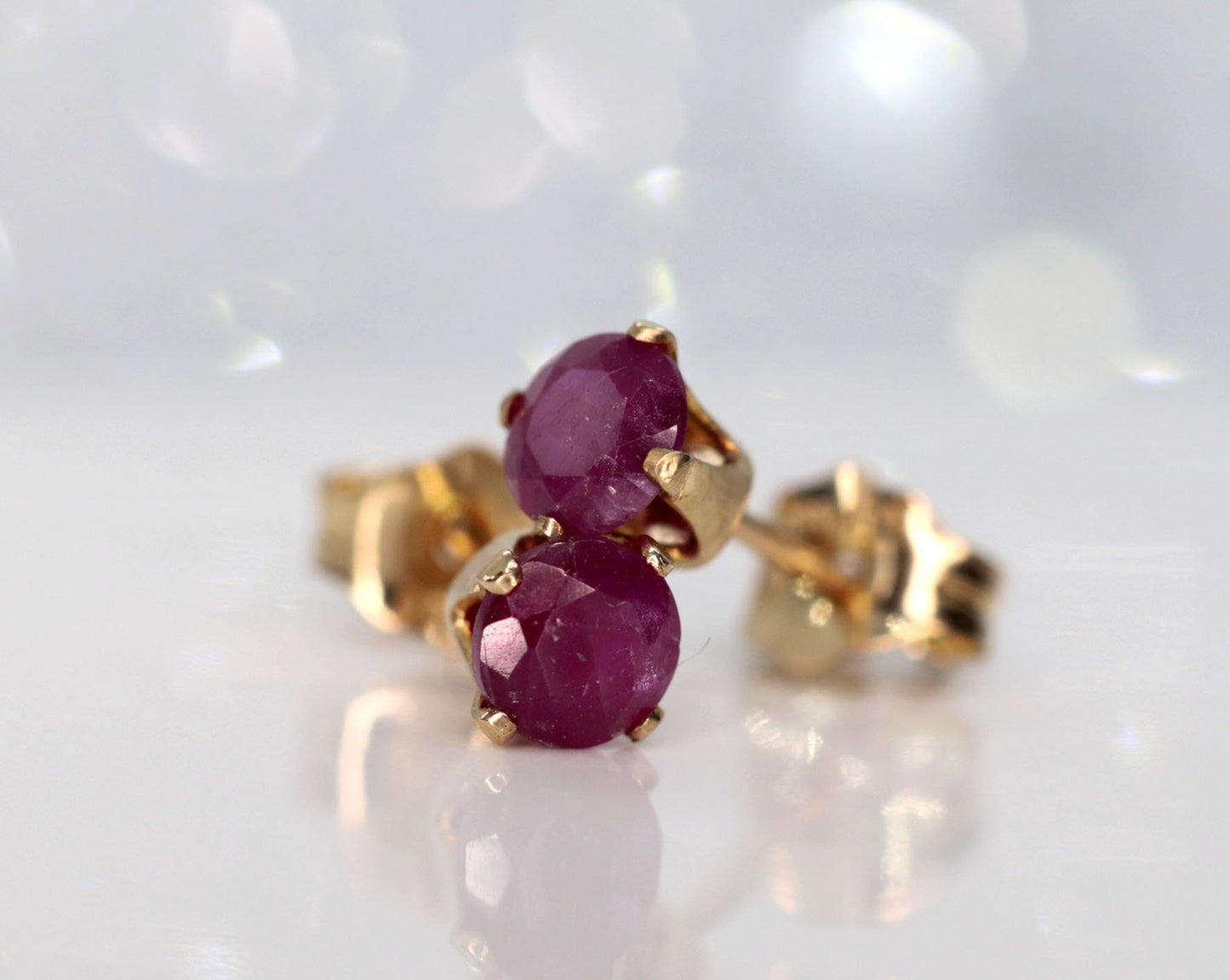 Natural Ruby Stud Earrings, July Birthstone