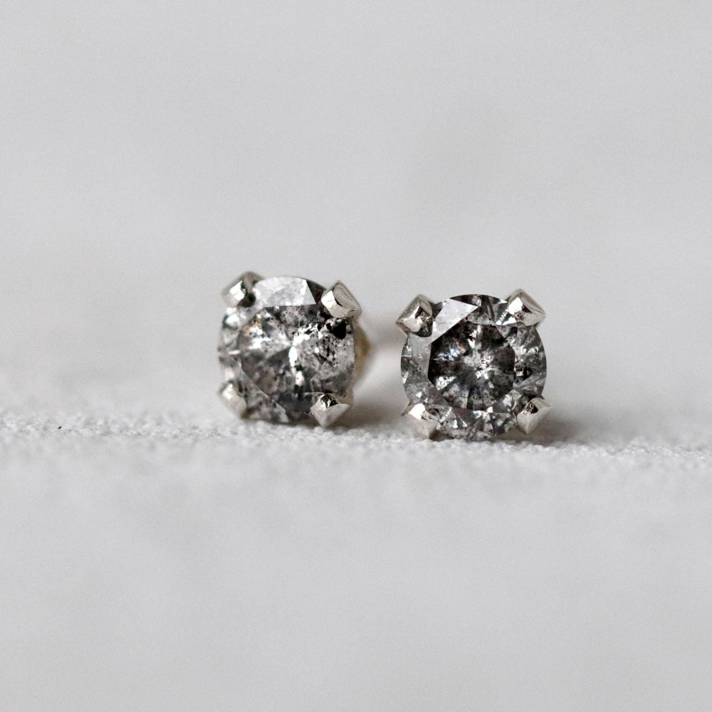 Diamond Stud Earrings in Sterling Silver