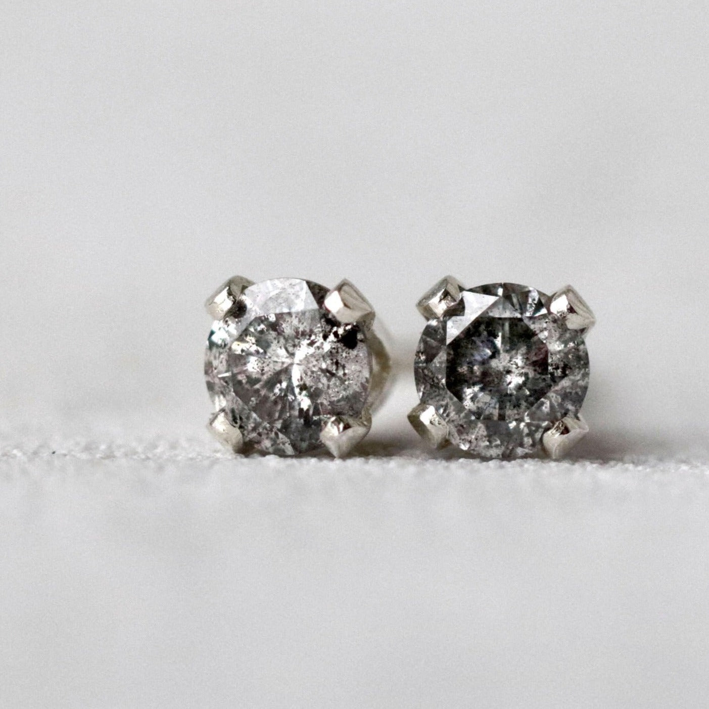 Diamond Stud Earrings in Sterling Silver