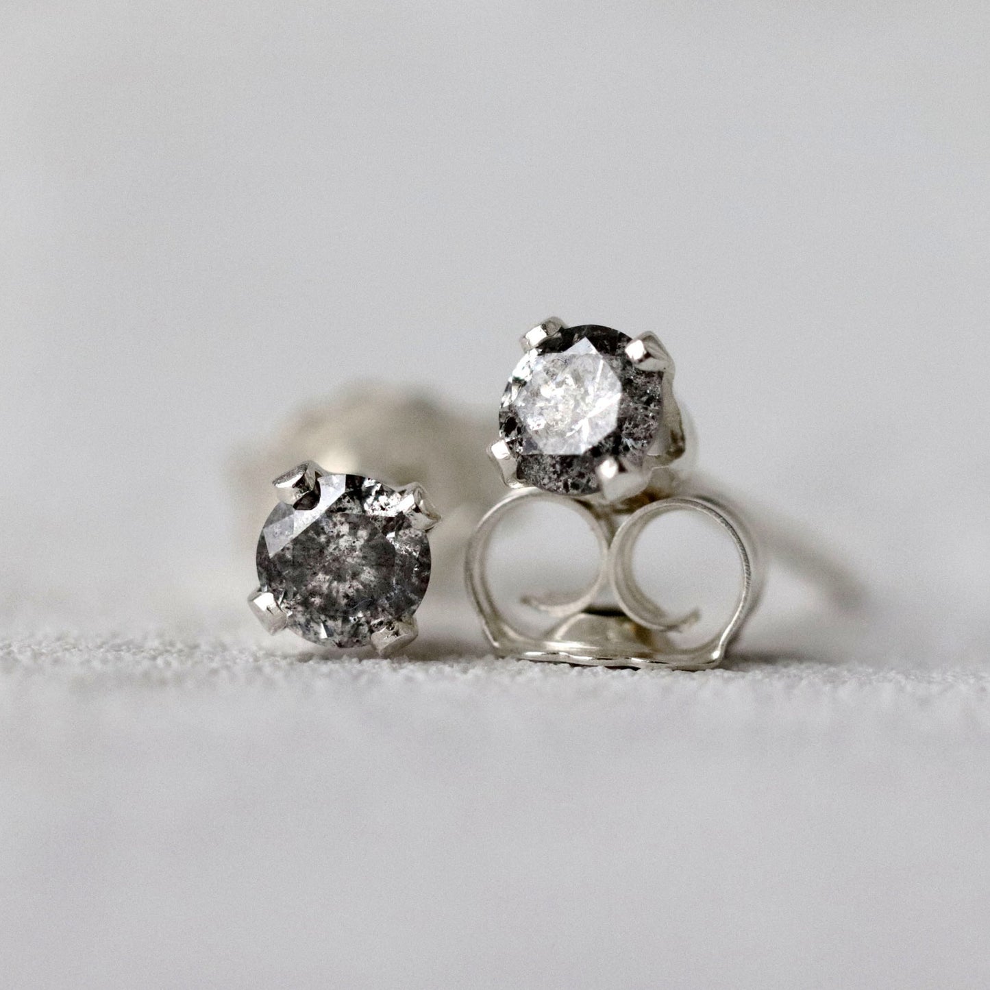 Diamond Stud Earrings in Sterling Silver