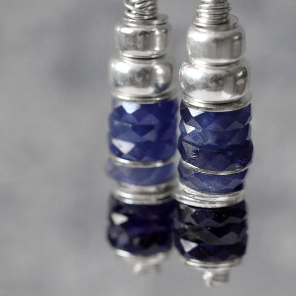 Blue Sapphire Lever Back Earrings