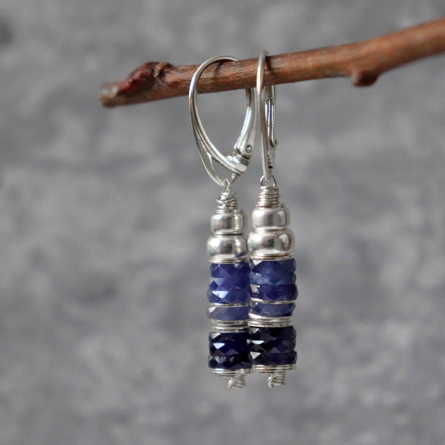 Blue Sapphire Lever Back Earrings