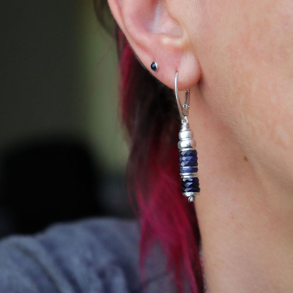 Blue Sapphire Lever Back Earrings