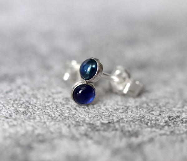 Tiny Blue Sapphire Stud Earrings, Single or Pair