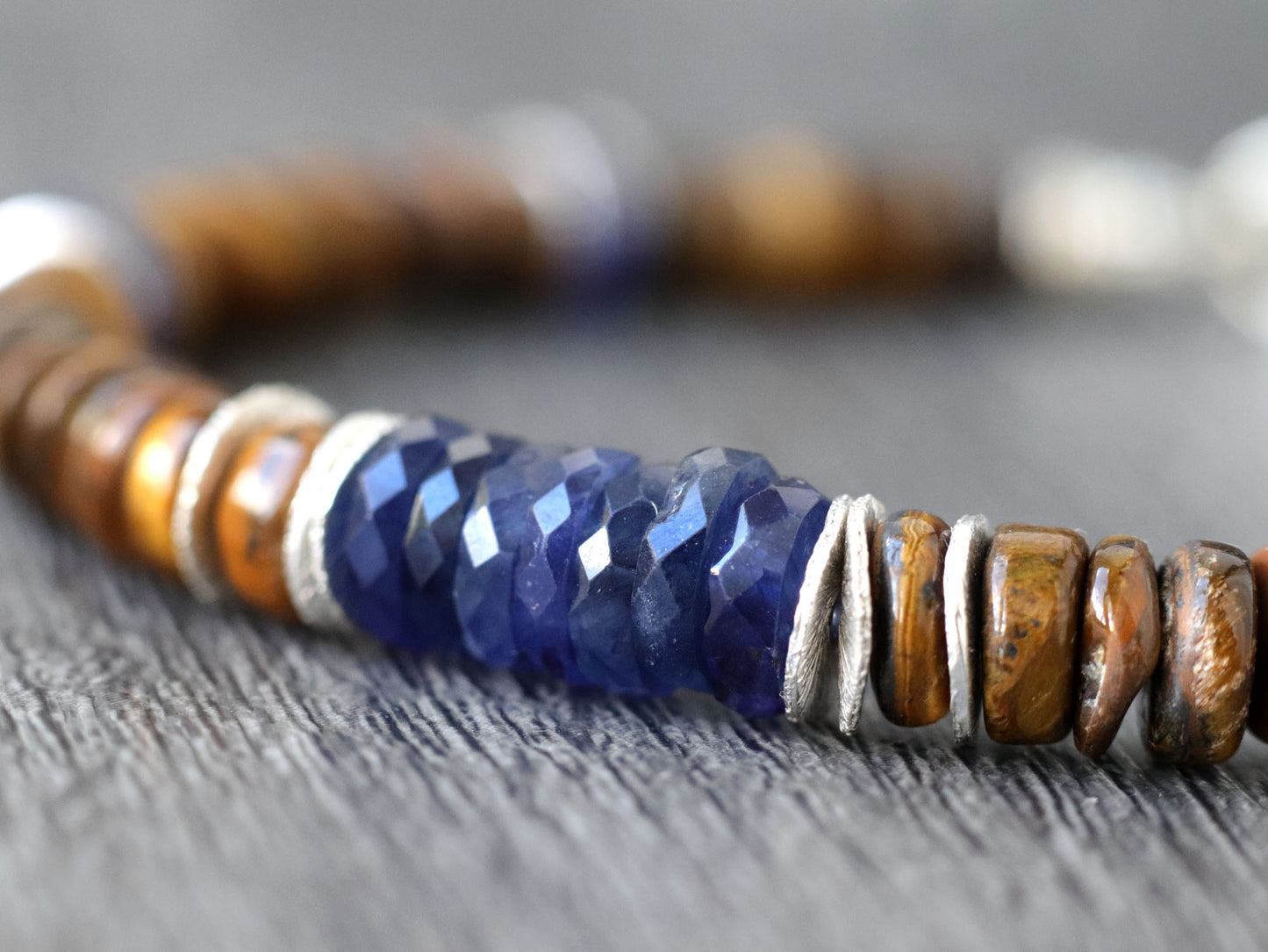 Sapphire and Tiger's Eye Unisex Bracelet