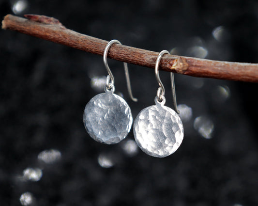 Hammered Sterling Silver Coin / Disc Earrings