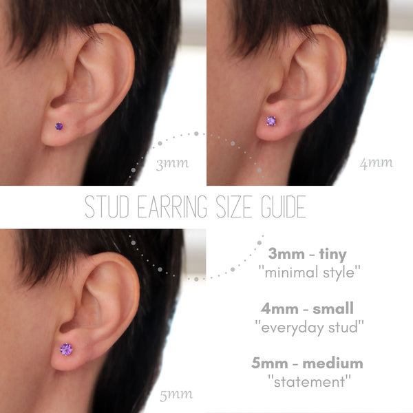 Faceted Aquamarine Stud Earrings, Pale Blue Stone Ear Studs