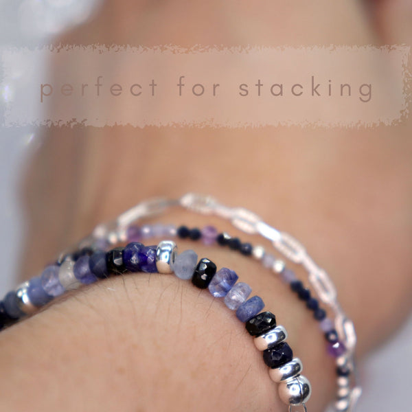 Sapphire, Tanzanite and Amethyst Two Strand Bracelet
