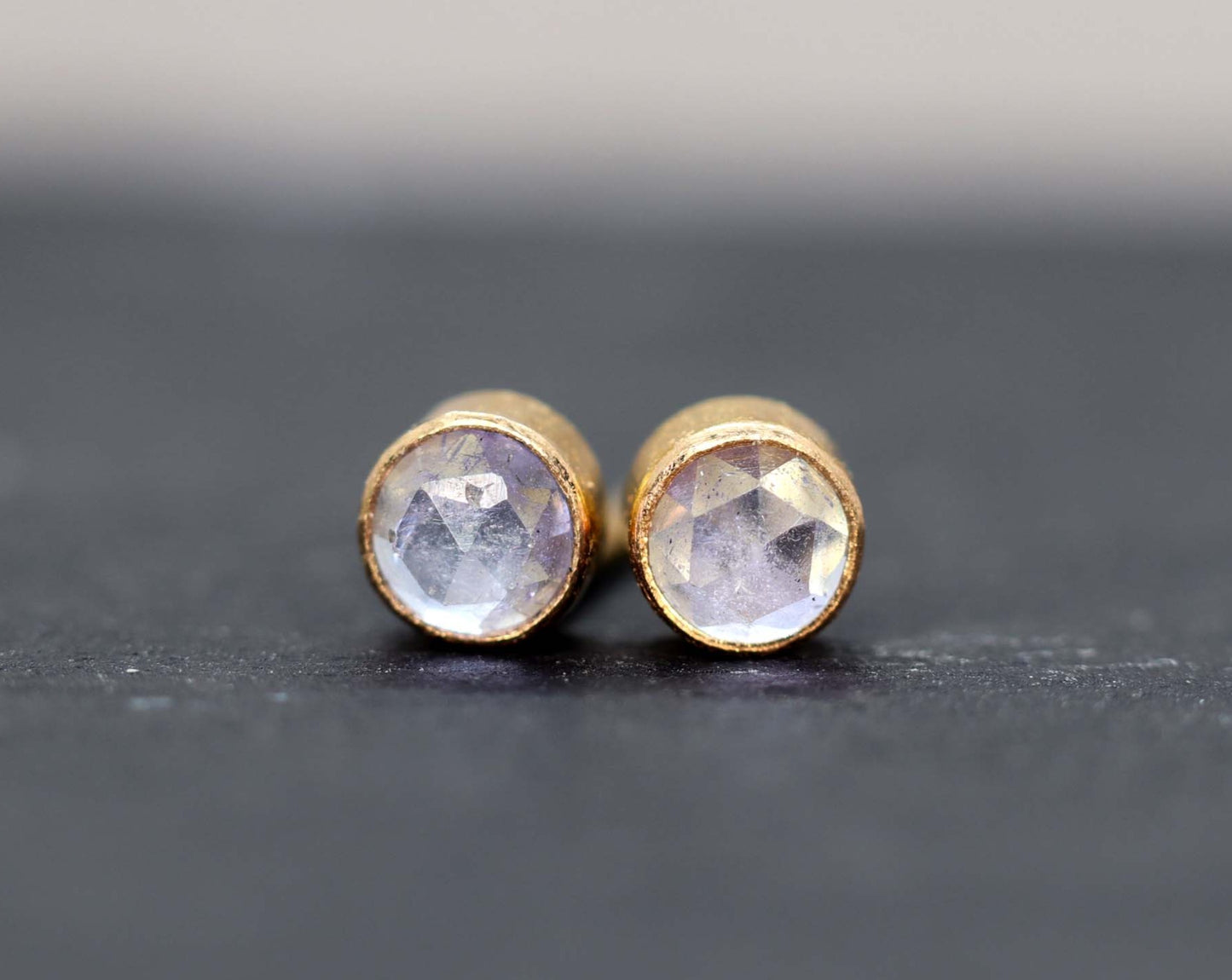 Tiny Tanzanite Stud Earrings, Single or Pair